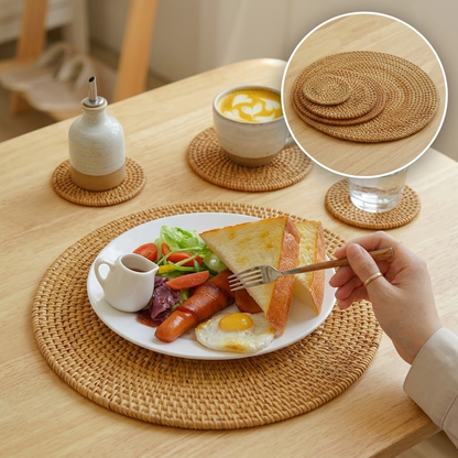 Premium Hand-Woven Rattan Coaster