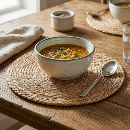 Premium Hand-Woven Round Straw Placemat