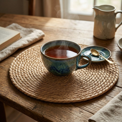 Premium Hand-Woven Round Straw Placemat