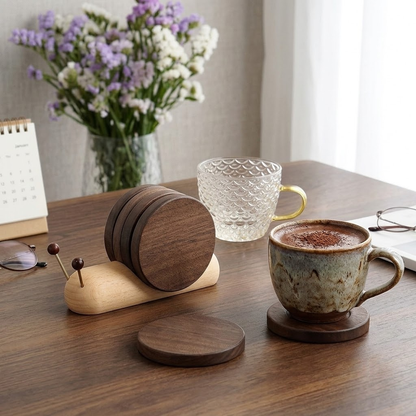 Premium Snail-Shaped Magnetic Wooden Coaster Set
