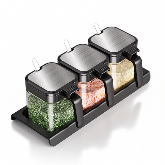 Premium Three-Piece Glass Condiment Cruet Set