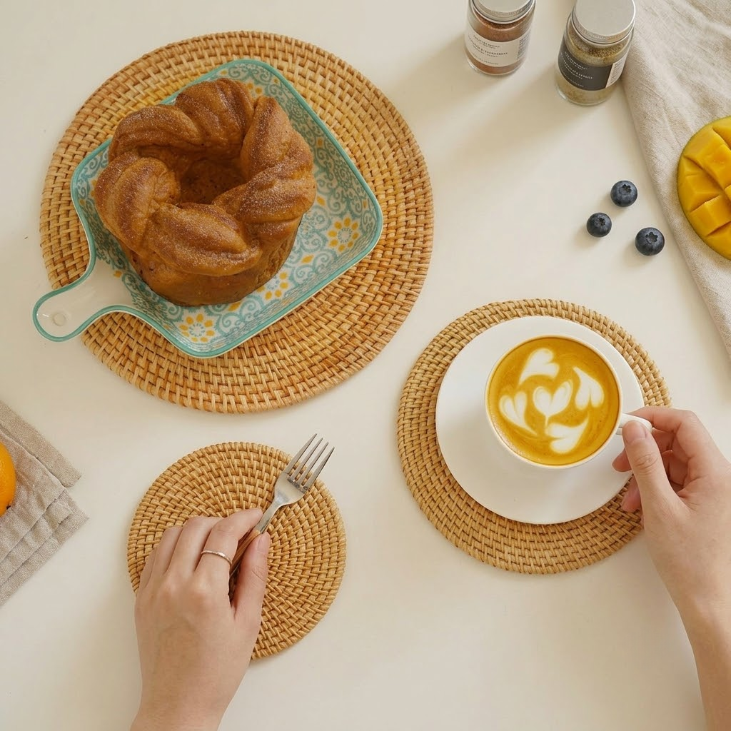 Premium Hand-Woven Rattan Coaster